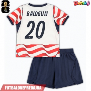 Lacne Dětský Futbalové dres Spojené štáty Folarin Balogun #20 MS 2026 Krátky Rukáv - Domáci (+ trenírky)